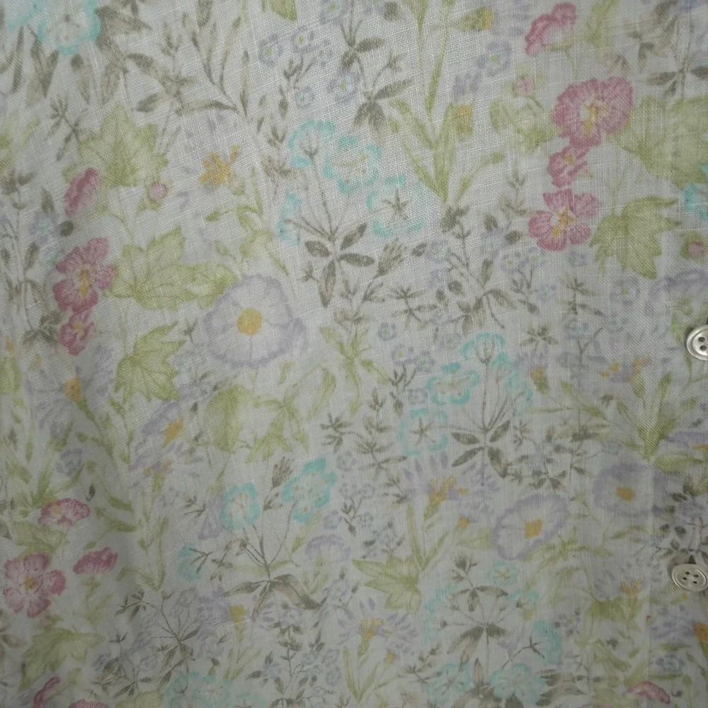 J. Jill Love Linen Floral Button Down Shirt Floral Coastal Beachy Sustainable Lg